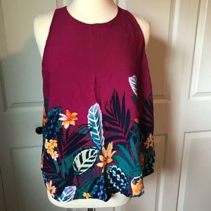High Neck Jungle Leaves Print Tank XL